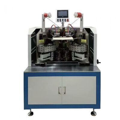 Sistema per la realizzazione di casse a copertina rigida progettato per il fissaggio di nastri a doppia stazione con dimensioni regolabili del certificato e capacità di larghezza del nastro