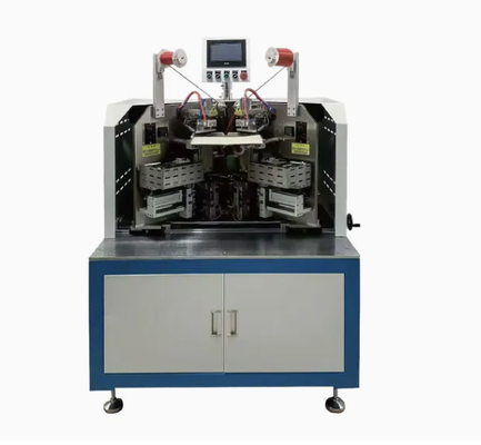 Macchina per la fabbricazione di casse a copertina rigida con fissaggio a nastro a doppia stazione per la produzione di certificati su larga scala e l'attacco automatizzato