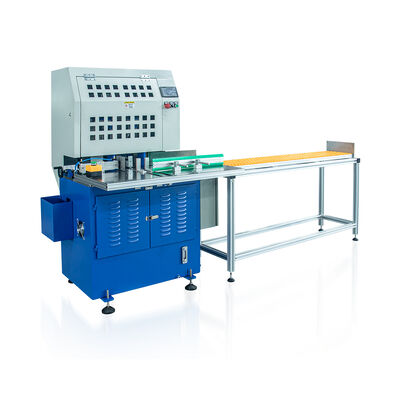 Taglierina automatica a due angoli per carta e cartone con lame a raggio regolabile